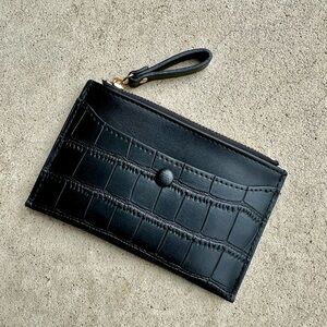Princess Polly Black Croc-Embossed Card Holder/Mini Wallet